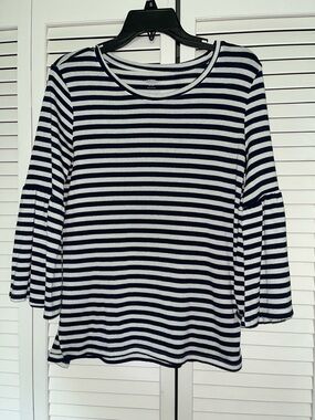 Old Navy Navy and White Striped Bell Sleeve Tee
